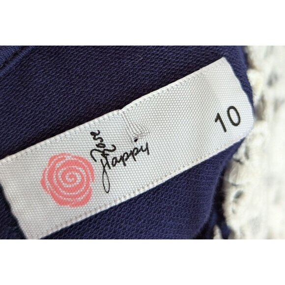 Happy Rose Girls size 10 Navy Cotton Knit Dress Crouched Lace Collar Stunning - Picture 9 of 14